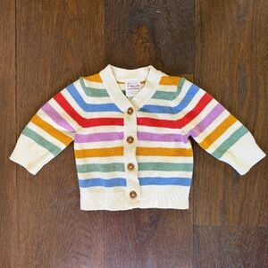 Hanna Andersson Striped Colorful Cotton Cardigan Preppy Rainbow Unisex Casual